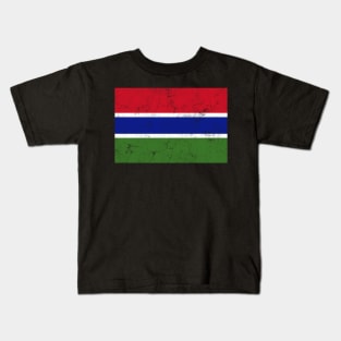 Gambia / Faded Vintage Style Flag Design Kids T-Shirt